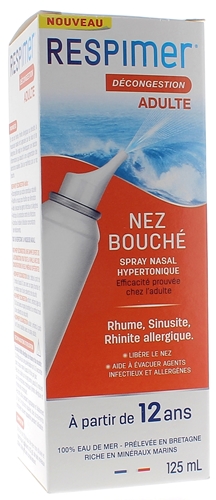 Spray nasal hypertonique nez bouché adulte Respimer - rhume, sinusite