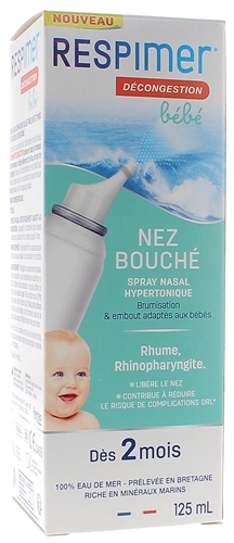 Spray nasal hypertonique nez bouché bébé Respimer - spray de 125ml