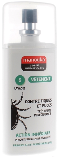 Spray pour vêtements contre les tiques et puces Manouka - spray de 75 ml