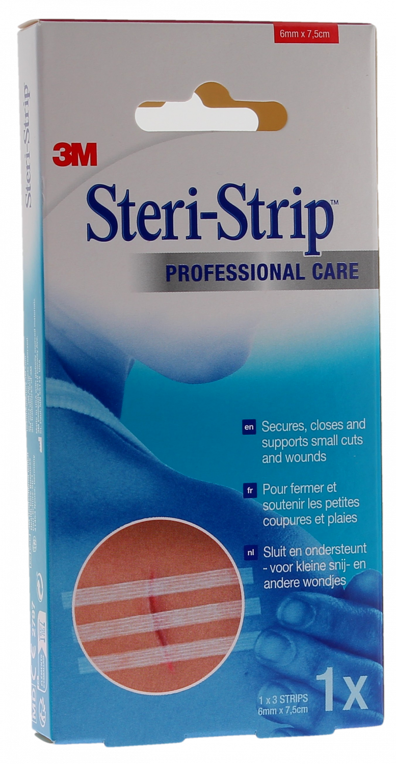 Steri-Strip Sutures cutanées adhésives 3M - boîte de 3 bandelettes de 6mm x 7,5cm