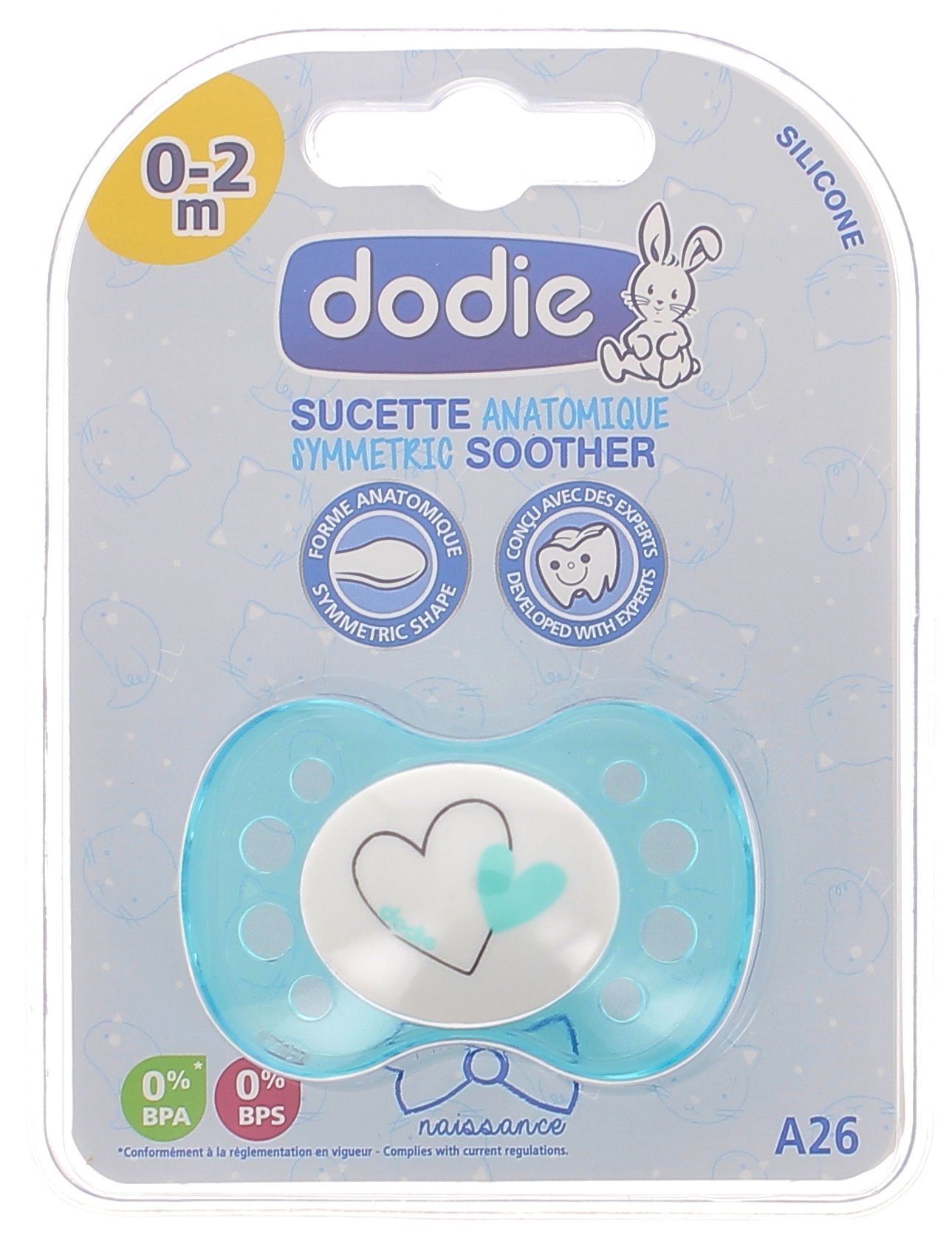 Achetez Dodie 2 Sucettes Anatomiques Silicone 0-6 Mois A31 à 5.8€ seulement  ✓ Livraison GRATUITE dès 49€