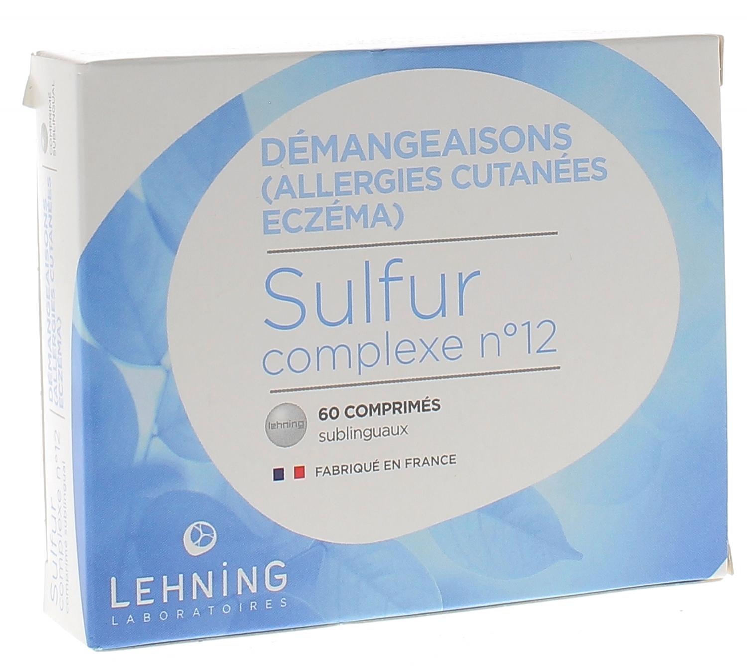 Sulfur complexe n°12 démangeaisons Lehning - boîte de 60 comprimés