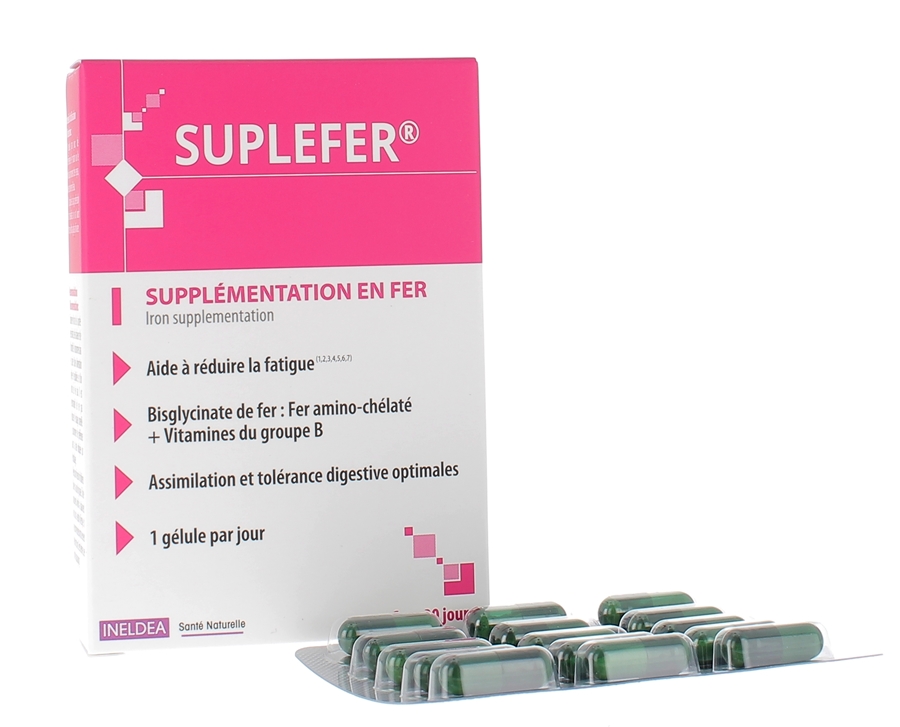 Suplefer supplémentation en fer Ineldea - boîte de 30 gélules