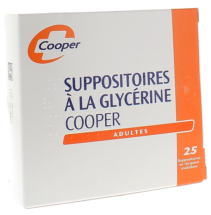 Suppositoires à la glycérine adulte Cooper 25 suppositoires