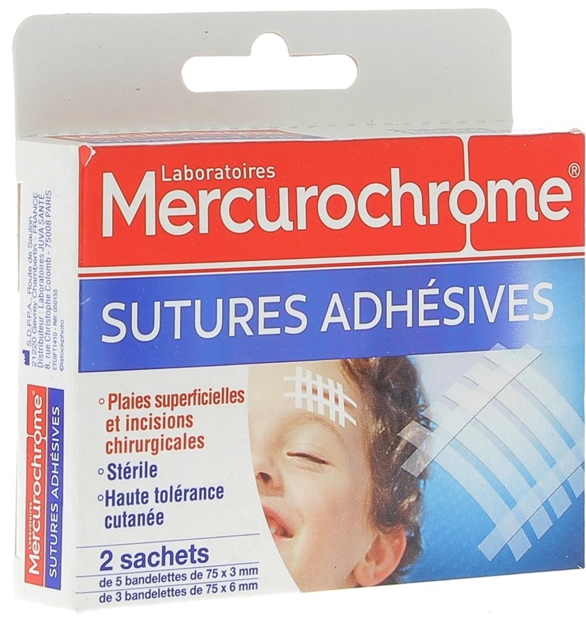 Sutures adhésives Mercurochrome - Boites de 2 sachets