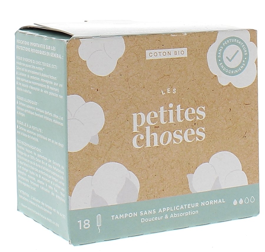 Tampons sans applicateur flux normal bio Les Petites Choses - boite de 18 tampons