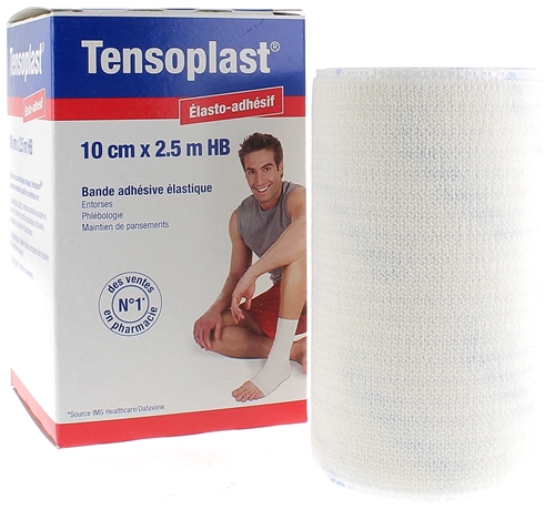 Tensoplast élasto-adhésif bande adhésive élastique BSN médical - bande de 10 cm x 2,5 m