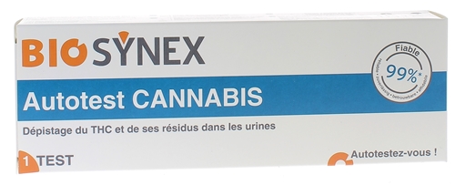 Autotest urinaire cannabis - analyse urine THC Biosynex - boîte d'un test
