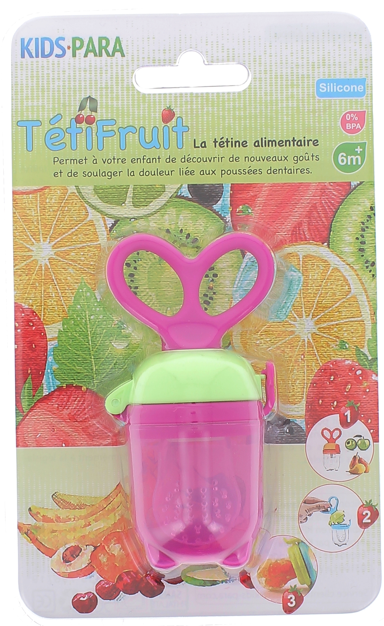 TétiFruit Tétine Alimentaire Kids Para - 1 tétine de couleur rose