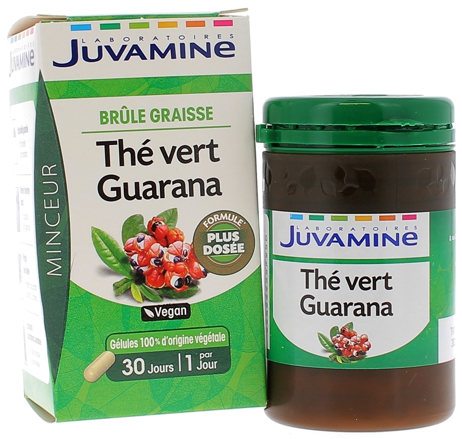 Thé Vert Guarana Brûle Graisse Juvamine - boîte de 30 gélules
