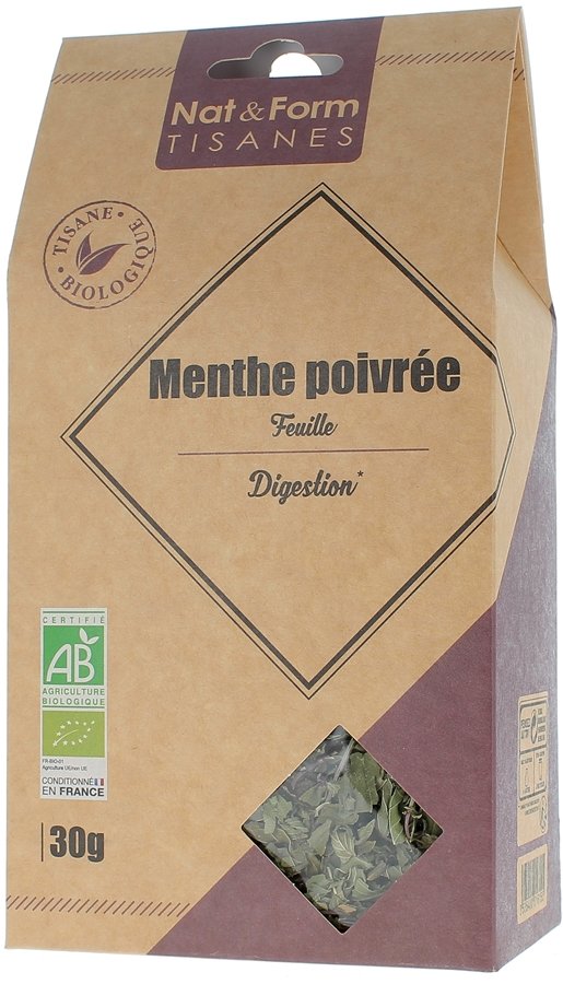 Tisane Feuille Menthe Poivrée Bio Nat & Form - sachet de 30 g
