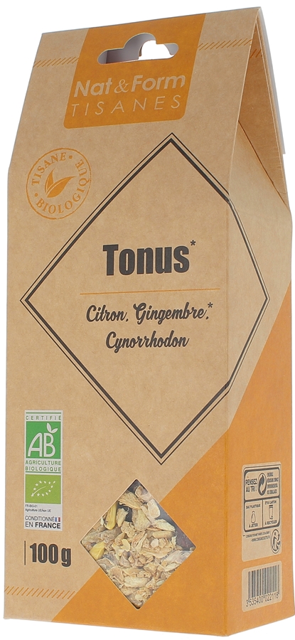 Tisane Tonus Citron, Gingembre, Cynorrhodon Nat & Form - Sachet de 100 g