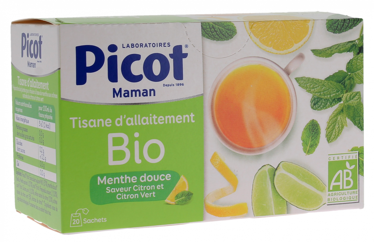 Tisane d'allaitement menthe douce saveur citron bio Picot - production de  lait maternel
