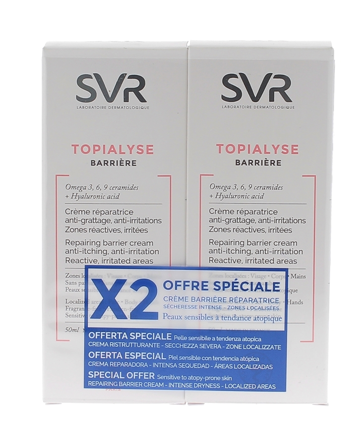 Topialyse barrière crème réparatrice SVR - lot de 2 tubes de 50 ml