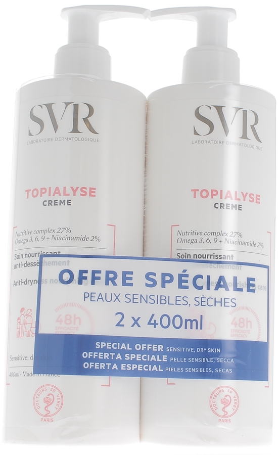 Topialyse crème émolliente SVR - lot de 2x400 ml