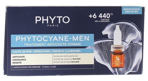 Traitement anti-chute homme phytocyane Phyto - boite 12 fioles x 3,50 ml
