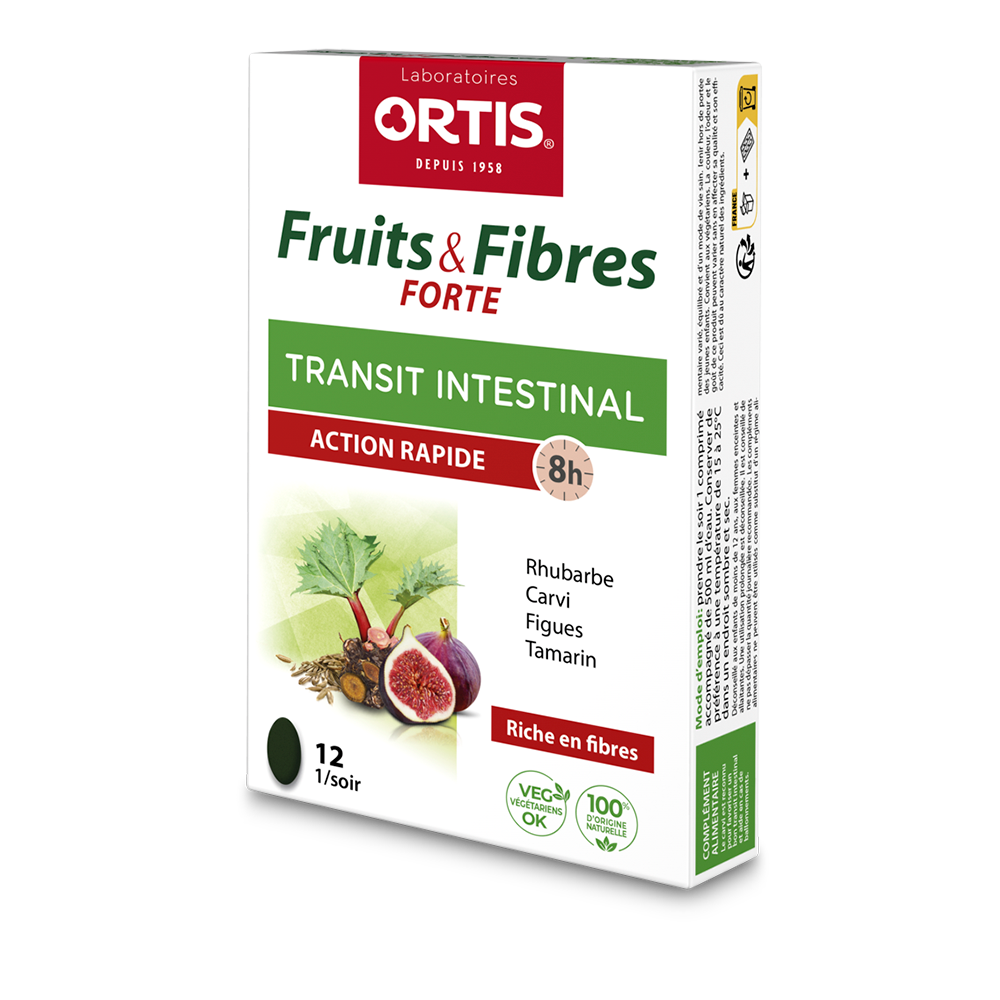 Fruits & Fibres Forte Transit intestinal Ortis - boîte de 12 comprimés