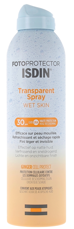 Spray solaire transparent Wet Skin SPF30 Fotoprotector Isdin - flacon de 250ml