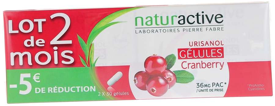 Urisanol gélules cranberry Naturactive - 2 boites de 30 gélules