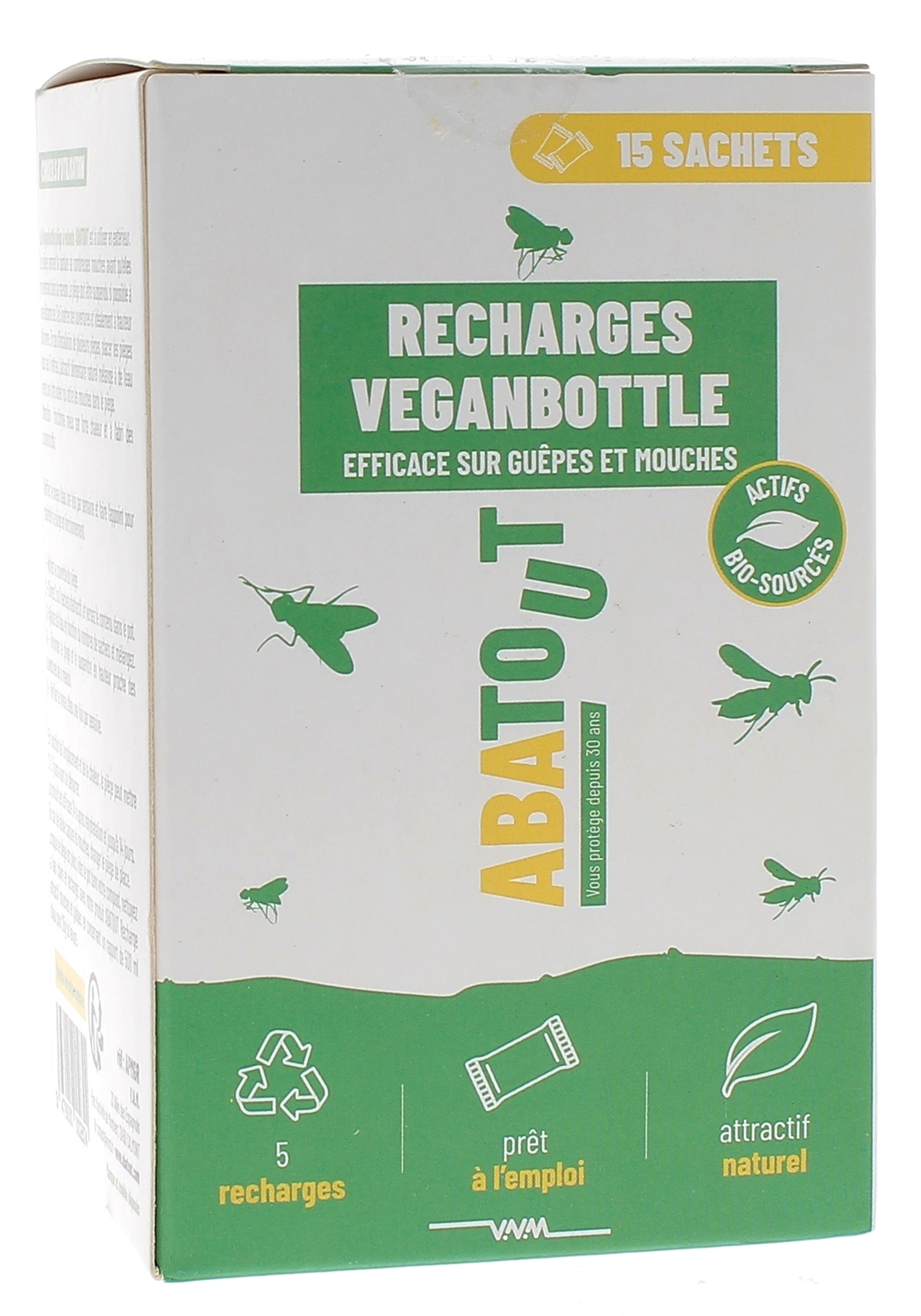 Veganbottle Recharges piège volants guêpes et mouches Abatout - boîte de 5 recharges