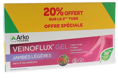 Veinoflux gel jambes légères Arkopharma - 2 tubes de 150 ml