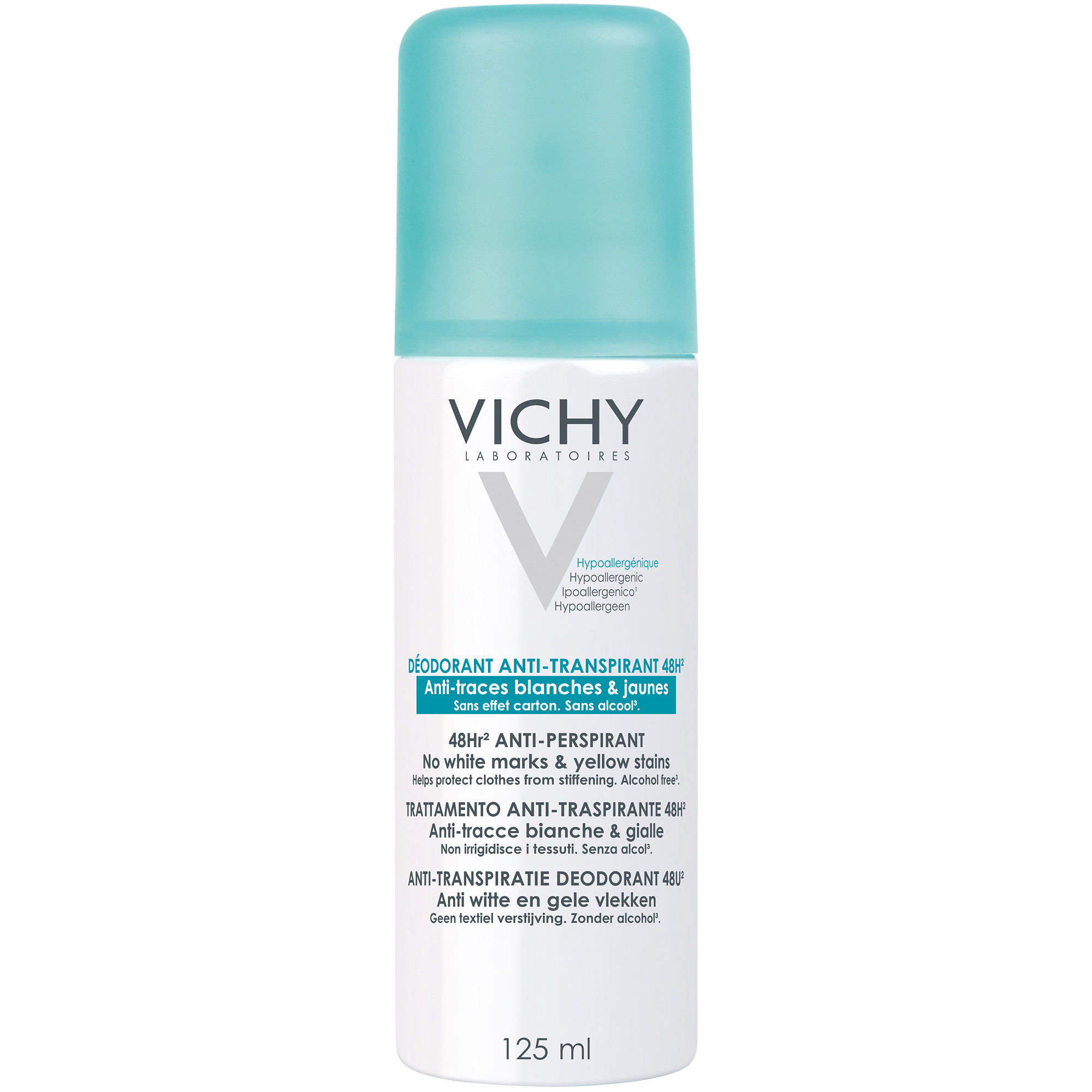 Déodorant anti-transpirant 48h anti-traces blanches & jaunes Vichy - spray de 125 ml