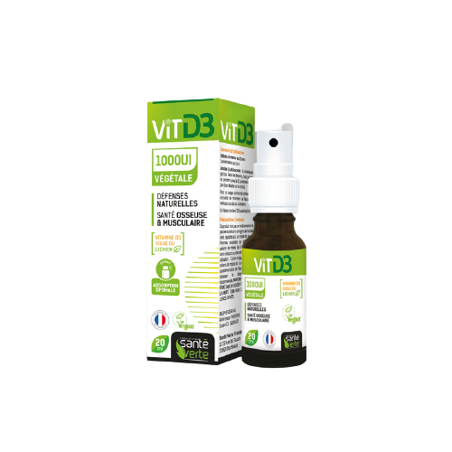 Vitamine D3 végétale 1000 UI défenses naturelles Santé Verte - spray de 20ml