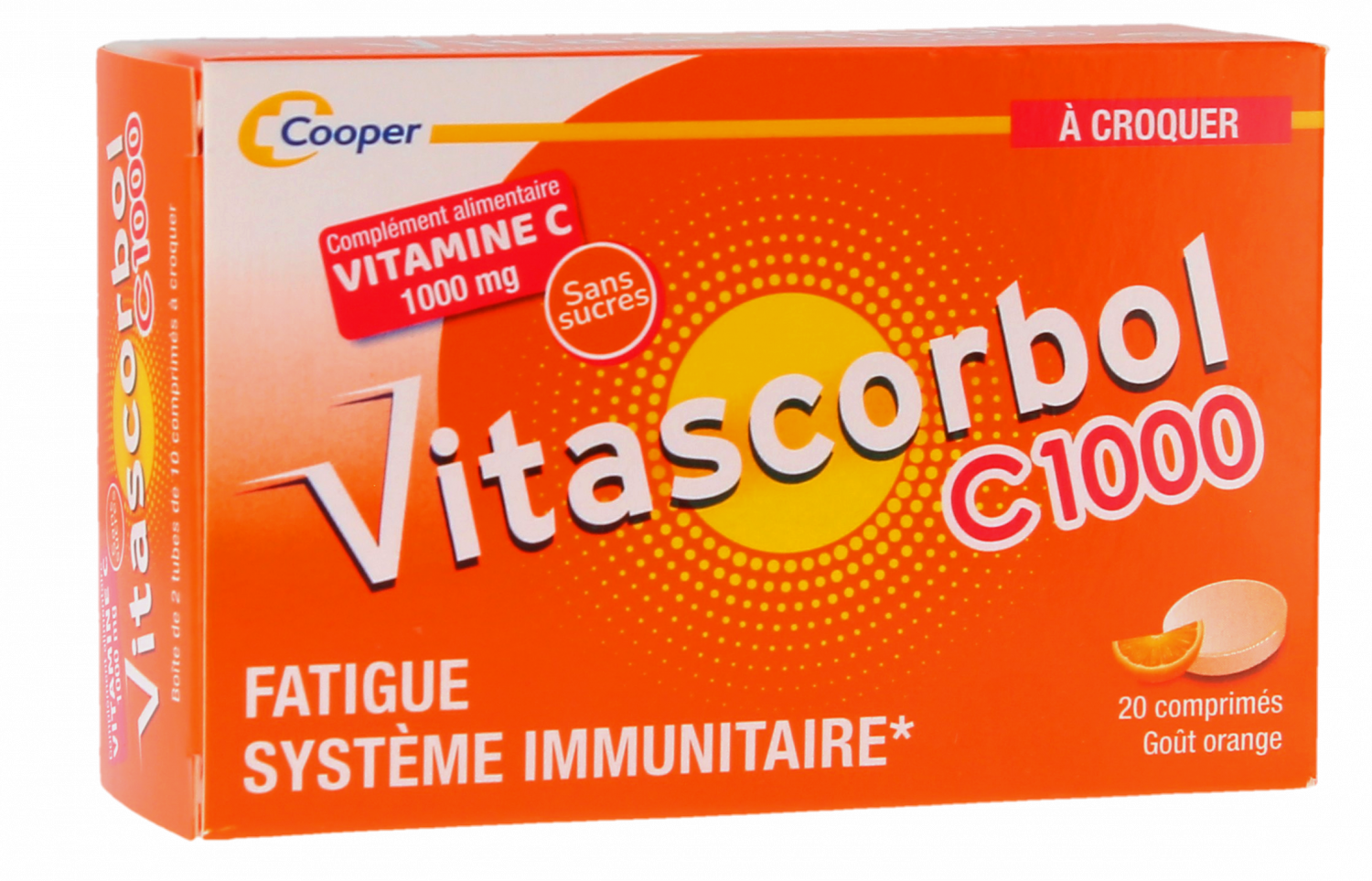 Vitascorbol C1000 vitamine C Cooper - boîte de 20 comprimés à croquer