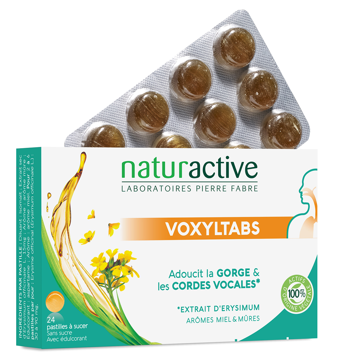VoxylTabs pastilles à sucer arômes miel et mure Naturactive - boite de 24 pastilles
