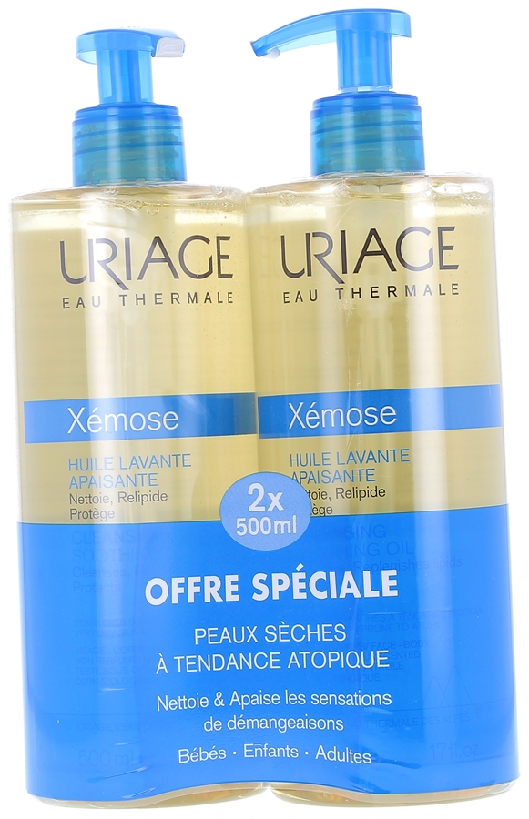 X mose Huile Nettoyante Apaisante Uriage Lot De 2 Tubes De 500ml