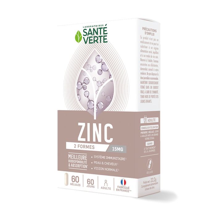 Zinc 15 mg Santé Verte - boîte de 60 gélules