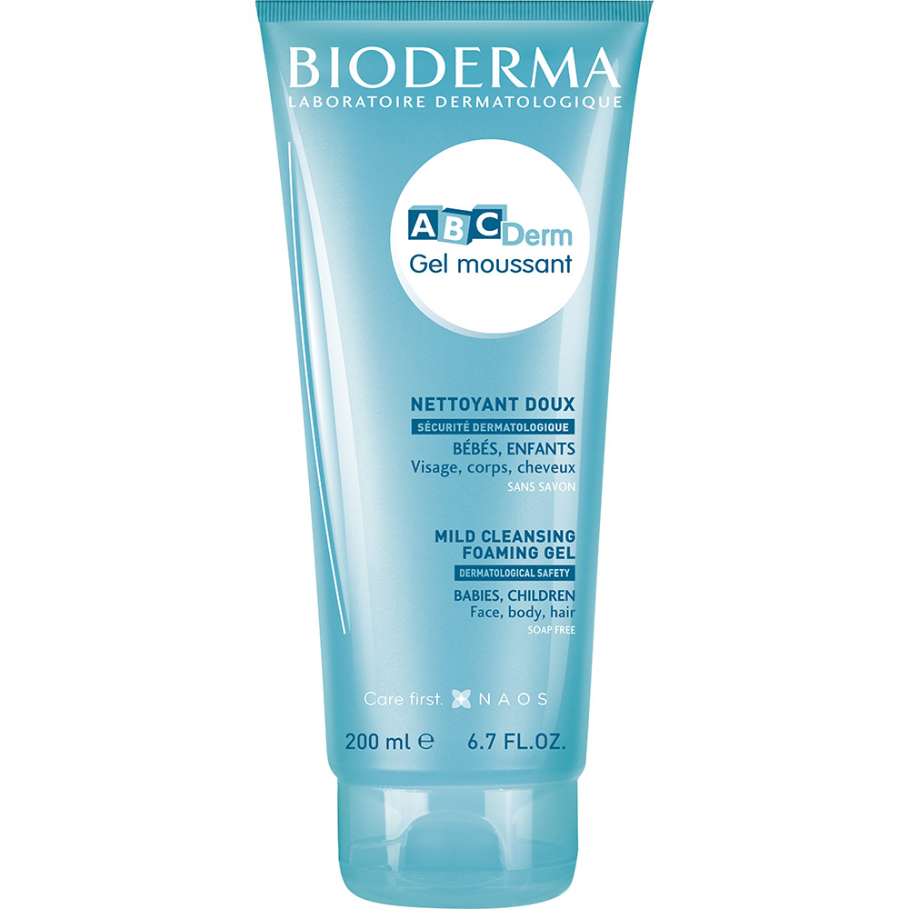 ABCDerm moussant gel nettoyant doux Bioderma - tube de 200 ml
