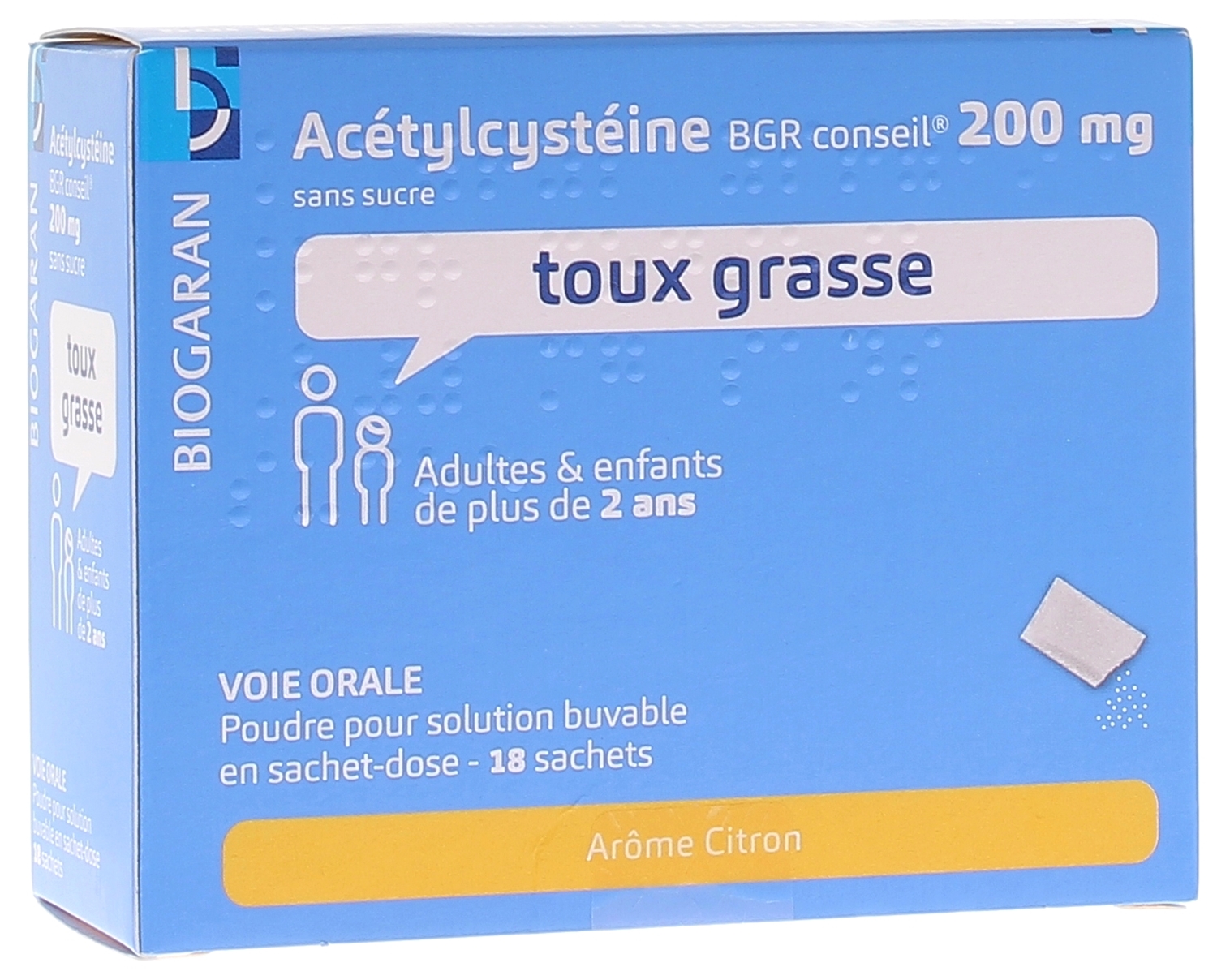 Acetylcysteine Biogaran 200mg 18 sachets générique