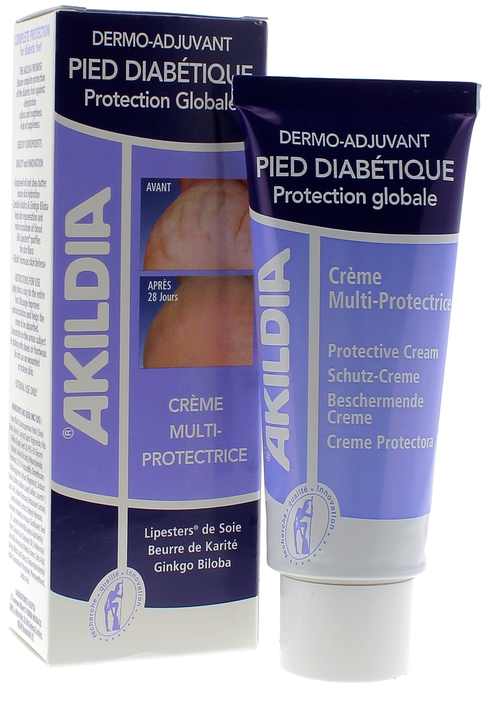 Crème multi-protectrice Akildia pied diabétique - tube de 75 ml