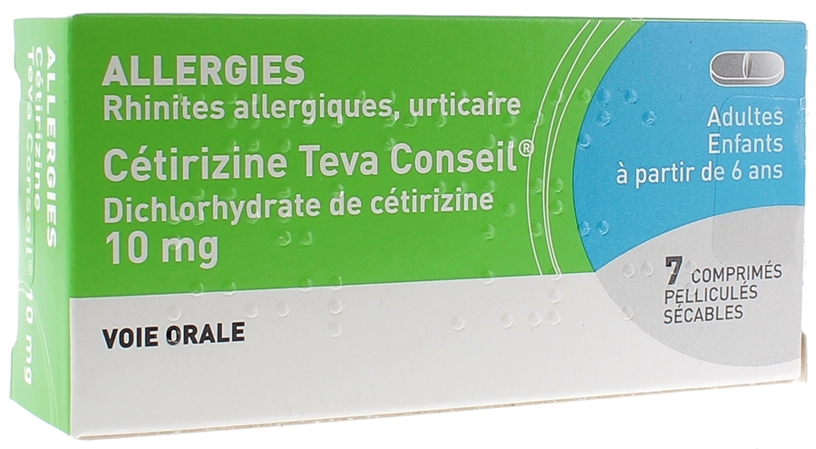 Cétirizine Teva Conseil 10mg - 7 comprimés pelliculés sécables