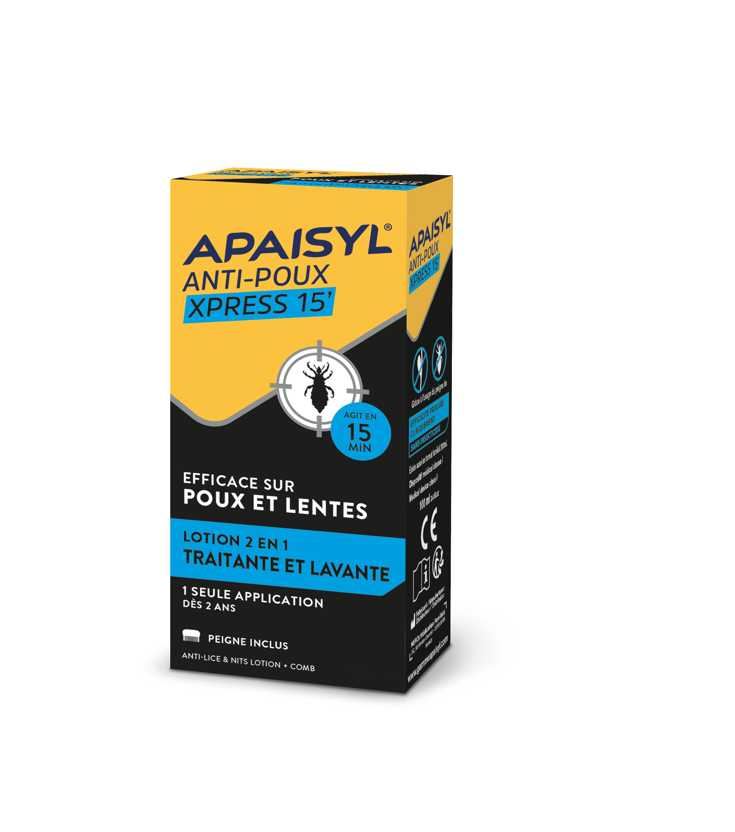 Anti-poux et lentes Apaisyl poux - flacon de 100 ml + peigne