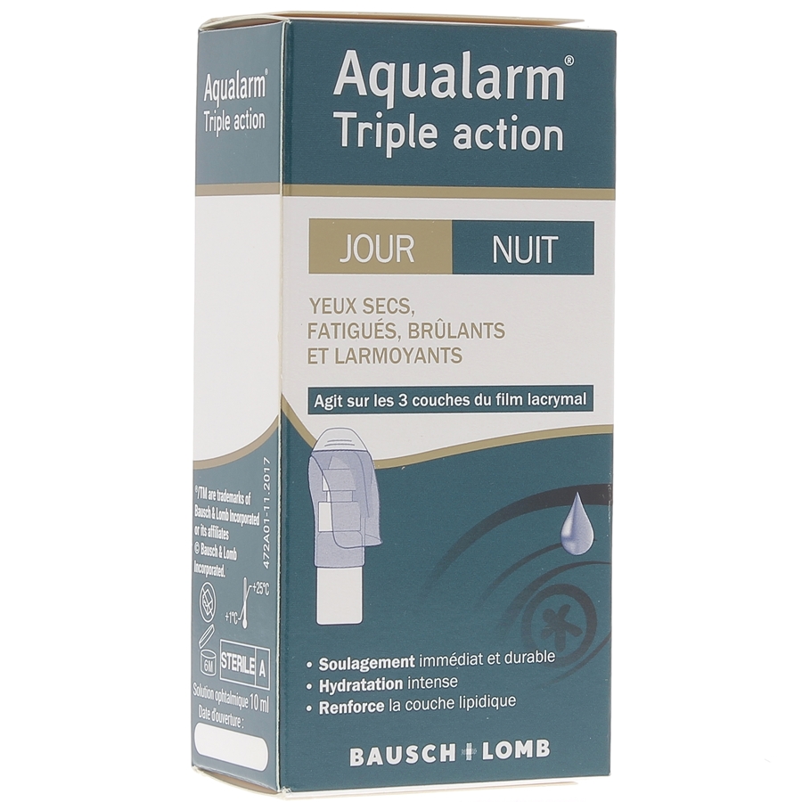 Aqualarm Triple Action Jour & Nuit Bausch Lomb - solution 10 ml