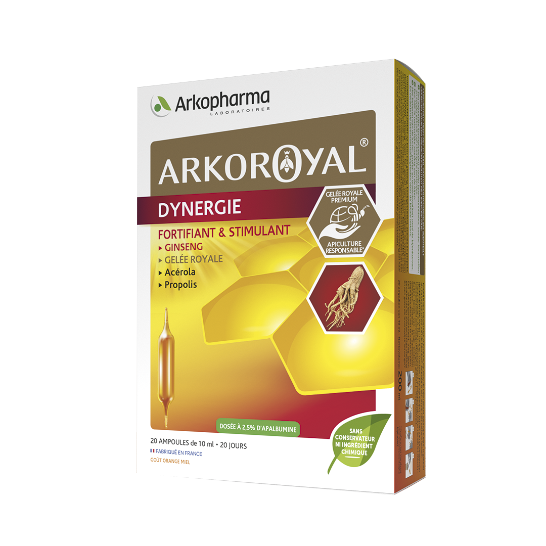 Arkoroyal Dynergie fortifiant & stimulant Arkopharma - boite de 20 ampoules