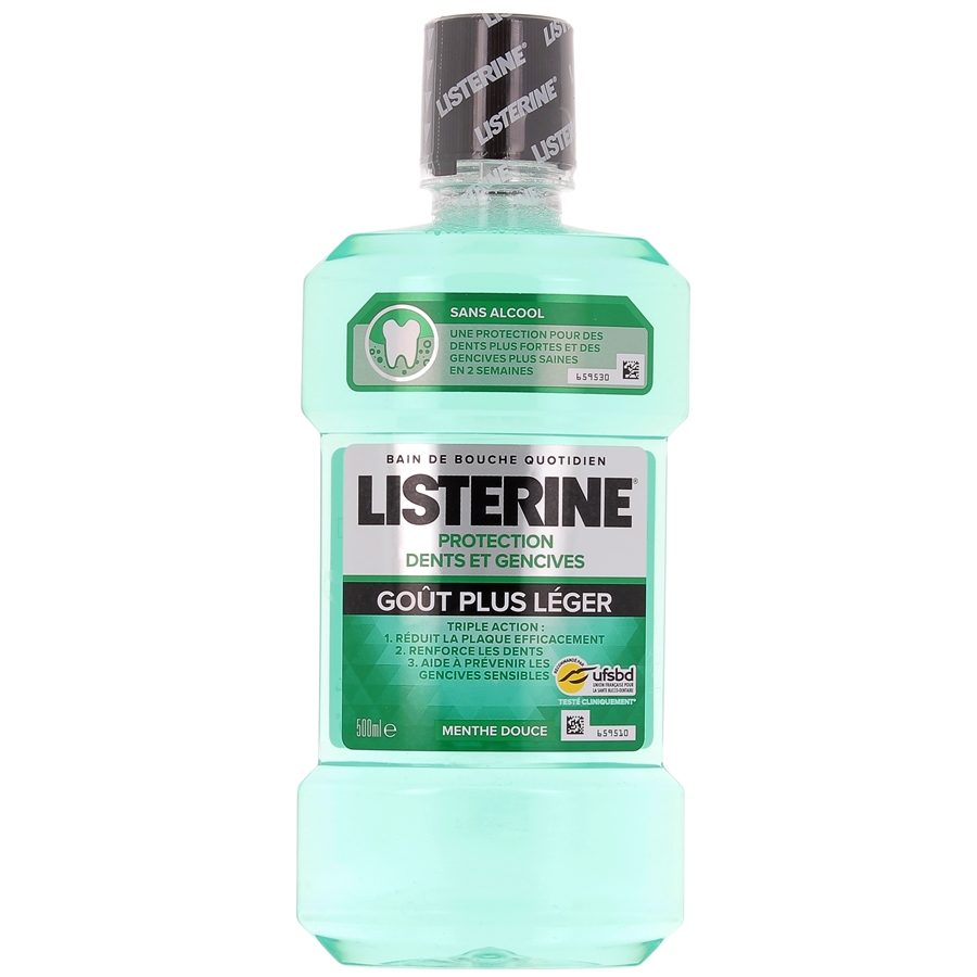 Bain de bouche protection dents et gencives Menthe douce Listerine - flacon de 500 ml