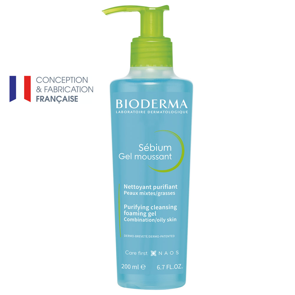 Sébium gel moussant nettoyant purifiant Bioderma - flacon-pompe de 200ml