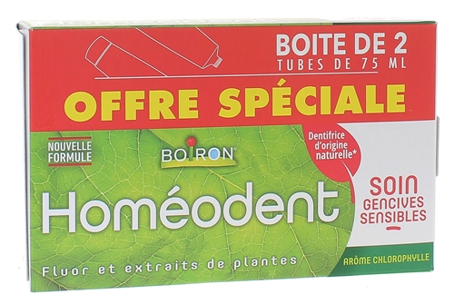 Homéodent soin gencives sensibles goût chlorophylle Boiron - 2 tubes de 75 ml