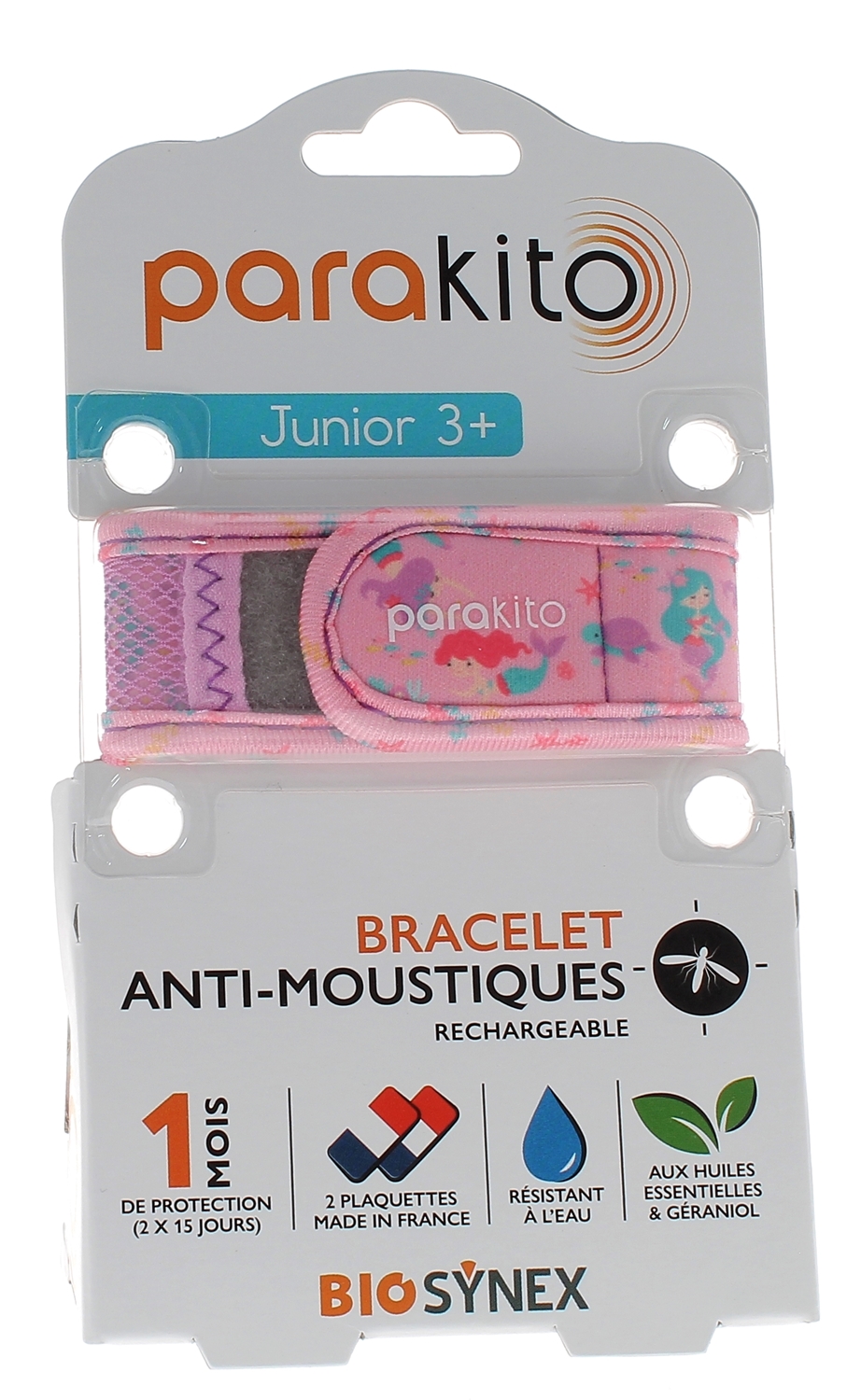Bracelet anti-moustiques rechargeable junior Sirène Para Kito - 1 bracelet + 2 recharges