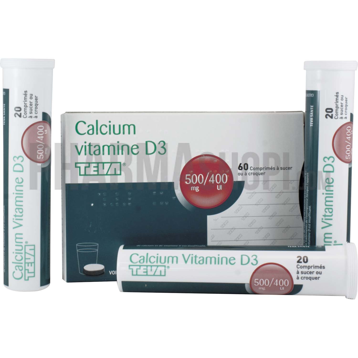Calcium vitamines D3 TEVA 500mg comprimés à sucer ou à croquer - Boîte de 60 comprimés
