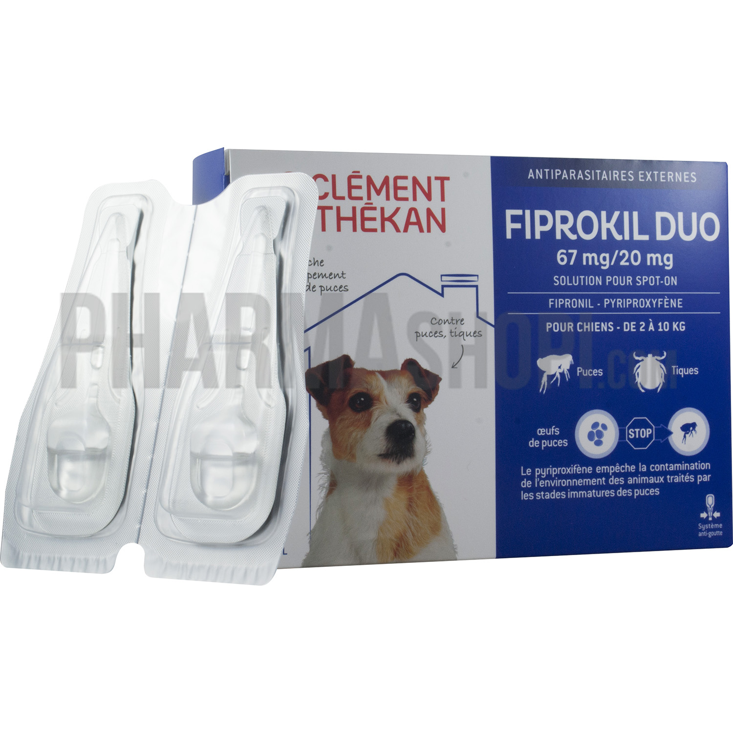 Fiprokil duo chien 67 mg/20 mg Clément thékan - 4 pipettes de 0,67 ml