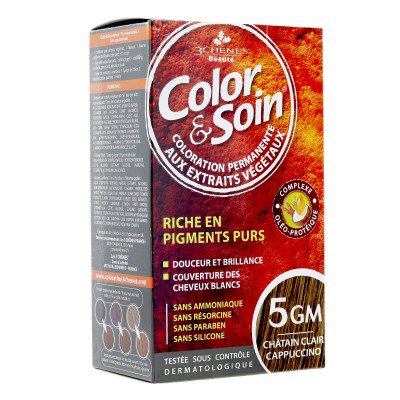 Color & soin coloration permanente châtain clair cappuccino 5GM Les 3 chênes - 1 kit
