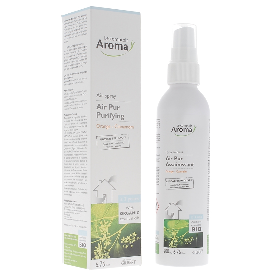Air pur spray ambiant assainissant orange cannelle Le Comptoir Aroma - spray de 200 ml