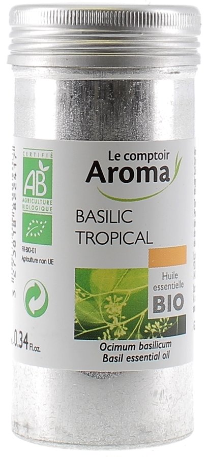 Huile essentielle de Basilic tropical Le Comptoir Aroma - flacon de 10 ml