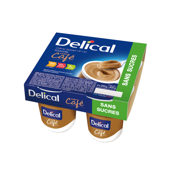 Delical crème dessert sans sucre café - 4 pots de 200g