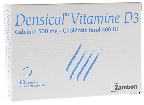 Densical Vitamine D3 500mg/400 U.I comprimé à sucer ou à croquer - boîte de 60 comprimés