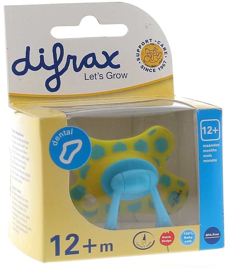 Difrax : Sucette dentaire avec anneau 12+ mois Difrax, 1 tétine